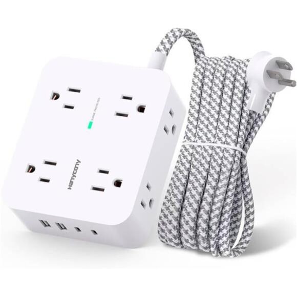 Surge Protector Power Strip - 8 Outlets with 4 USB (2 USB C) Charging Ports - Picture 1 of 8